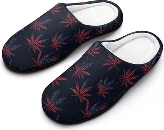 Generic Weed1 U.S. Flag Funny Mens Cotton Slippers Soft Non-Slip Rubber Sole House Slipper Indoor Outdoor