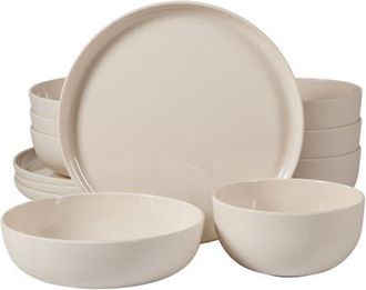 Gibson Home Candy Skies 12 Piece Wheat Straw Melamine Dinnerware Set in Taupe at Nordstrom