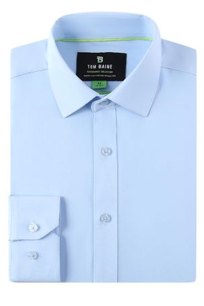 Tom Baine Mens Performance Stretch Long Sleeve Basic Button Down, Light Blue, S
