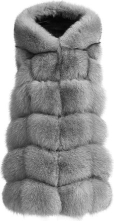 Wanan Luxury Poppy Grey Vest in Fox Fur
