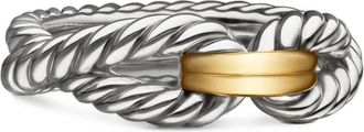 David Yurman 18kt yellow gold and sterling silver Cable Loop band ring (7mm) - women - Sterling Silver/18kt Gold - 7.5