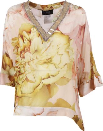 Clips Asymmetrical Floral Embroidered Tunic