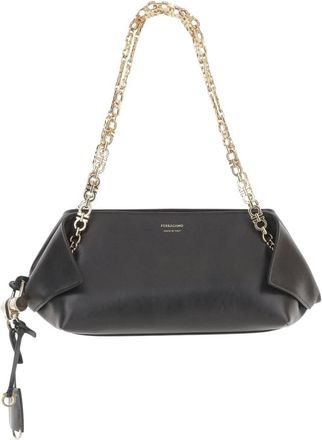 Ferragamo Leren Schoudertas - Dames - Schoudertassen - Zwart - ONE Size - Leer - Tassen