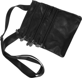 Supvox Mens Multi-Layer Casual Leather Crossbody Bag Outdoor Shoulder Pouch with Phone Storage for Daily Travel Use