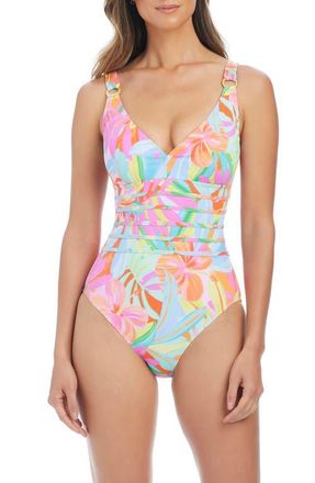 Bleu Rod Beattie Tonal Binding Underwire One-Piece Swimsuit in Multi at Nordstrom, Size 12