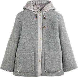 Fay Boxy Short Jacket with Quilted Hood and Gold Accents