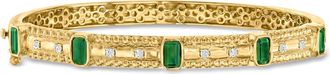 Ross-Simons Emerald and. Diamond Bangle Bracelet in 18kt Gold Over Sterling