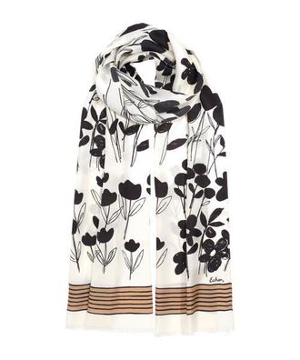 Echo Scribble Floral Silk Oblong in Cream at Nordstrom