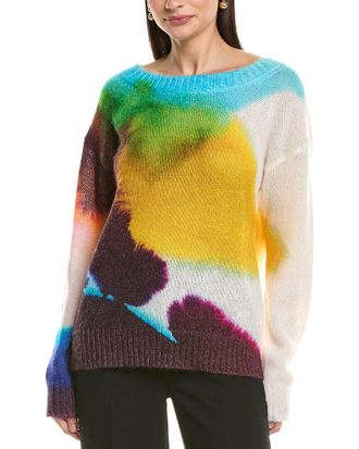 Oscar De La Renta Oscar De La Renta Abstract Watercolor Mohair & Wool-Blend Sweater