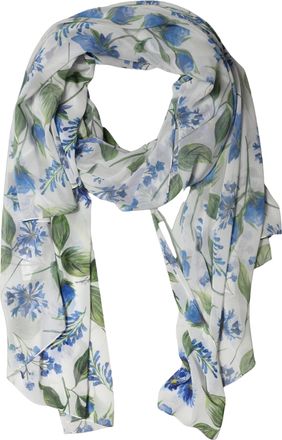 Dolce & Gabbana White Blue Floral Polyester Stole Womens Scarf