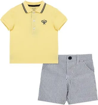 Little Me Tennis Polo & Shorts Set in Yellow at Nordstrom, Size 12M