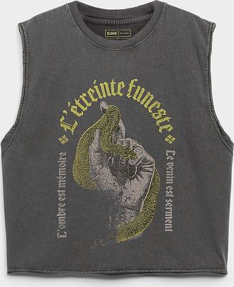 Djab Mens Washed graphic muscle Tee Shirt Oversized fit
