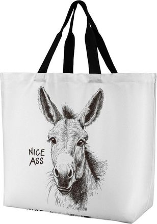 Generic Nice Ass Funny Donkey Tote Bag Reusable Grocery Shopping Bags Large Travel One Shoulder Handbag for Picnic Work