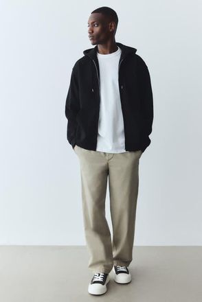 H&M Loose Fit Zip-through Hoodie in Black at Nordstrom, Size Xx-Large