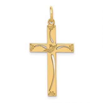 Diamond2Deal 14k Yellow Gold Laser Designed Cross Pendant