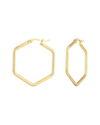 Adornia Adornia 18K Plated Stainless Steel Tarnish-Resistant Hexagon Hoop Earrings