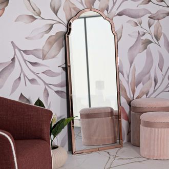 Dmora Espejo Berat, Marco Perfilado, Forma Rectangular, Montaje De Pared, 55x150h Cm Rosa