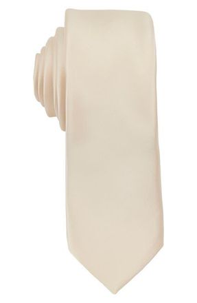 Brooklyn Brigade Mens Solid Satin Tie in Champagne at Nordstrom