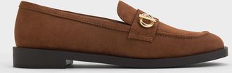 Charles & Keith Marley Faux Suede Metallic-Accent Loafers
