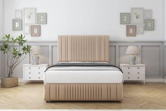 Comfort Beds The Foxy Plush Divan Set 2 Drawers-26 Headboard-Footboard in Stone | Size: Single