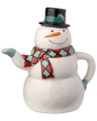 Certified International Christmas Whimsy Snowman 3D Teapot