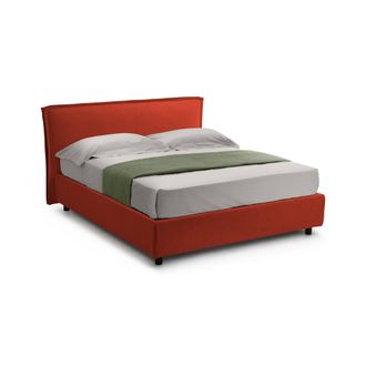Dmora Cama Doble Brunate, Matrimonio Con Colch&oacute;n Incluido, Desenfundable Made In Italy, Con Almacenaje, Naranja