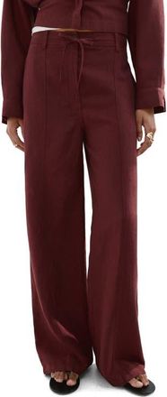 Mango Straight Fit Drawstring Pants in Burnt Orange at Nordstrom, Size 6