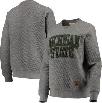 Pressbox Womens Pressbox Heather Charcoal Michigan State Spartans Moose Quilted Pullover Sweatshirt in Heather Gray at Nordstrom, Size Xx-Large