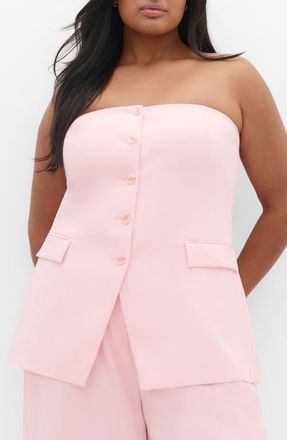 City Chic Cutaway Hem Strapless Top in Soft Pink at Nordstrom, Size Xxxs