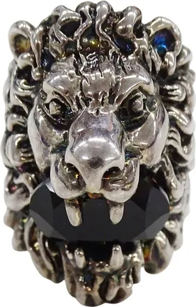 Gucci Silver Black Metal Band Ring (Pre-Owned)