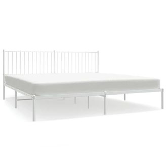 Berkfield Home Metal Bed Frame with Headboard White 193x203 cm