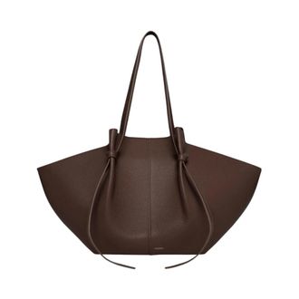 Yuzefi Tassen, Dames, Bruin, ONE Size, Leer, Grote Mochi Pebble Grain Leren Tas