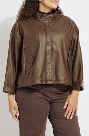 Lyss&eacute; Mina Oversized Faux Leather Jacket in Truffle at Nordstrom, Size 1X/2X