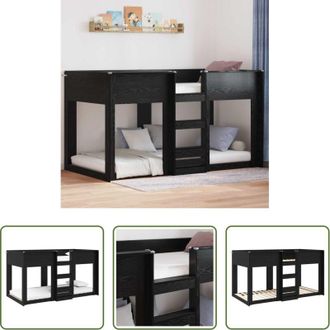 vidaXL vidaXL Salvaspazio per Camere dei Bambini - Letto a Castello per Bambini Rovere Nero 90 x 200 cm