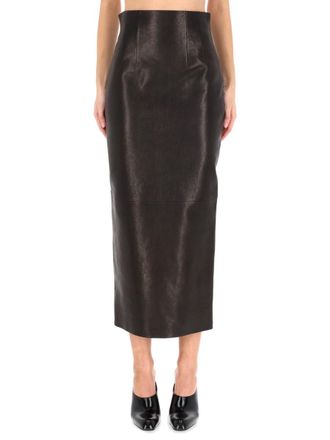 Khaite Leather Loxley Skirt