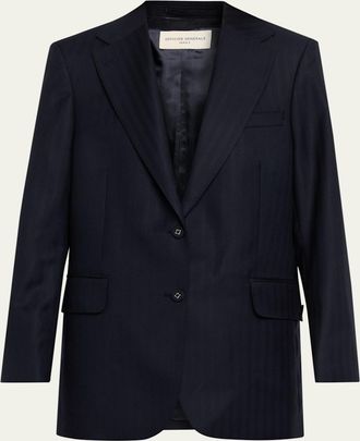 Officine G&eacute;n&eacute;rale Edona Italian Herringbone Wool Tailored Jacket