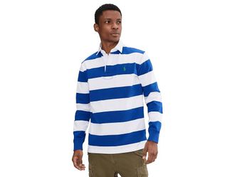 Polo Ralph Lauren The Iconic Rugby Shirt Mens Clothing Pacific Royal/Classic Oxford White : 2XL, Cotton/Jersey