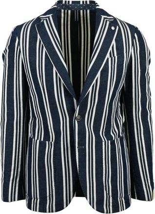 L.B.M. 1911 Blue Cotton Linen Silk Blazer Jacket