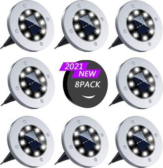 OEM Lampe Solaire Encastr&eacute;e - Ip68 - Acier Inoxydable Fonte Aluminium Verre Tremp&eacute; - Pour All&eacute;e Jardin Terrasse - Lot De 8
