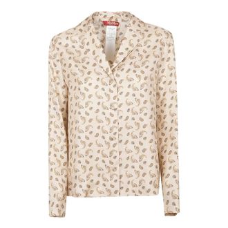 Max Mara Mstudente Boxy Shirt - Dames - Blouses & Shirts - Beige - Maat: XS Zijde