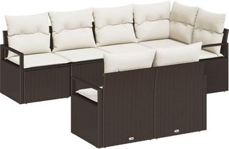vidaXL Garden Sofa Set 7 pcs Brown Poly rattan Vidaxl