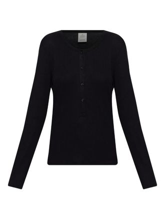 Munthe Grace geribbelde polotop - Zwart