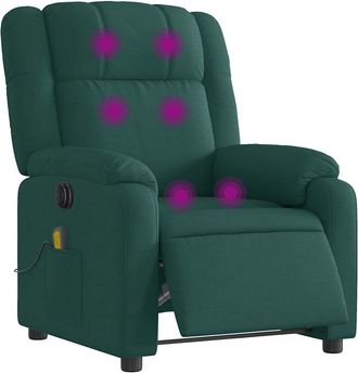 vidaXL Sill&oacute;n Reclinable De Masaje El&eacute;ctrico Tela Verde Oscuro Vidaxl
