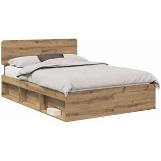 vidaXL Bed Frame Artisian Oak 150 x 200 cm Solid Pine Wood vidaXL