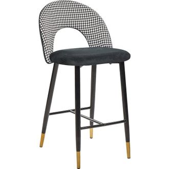 Beliani Beliani - Conjunto De 2 Sillas De Bar De Terciopelo Negro Blanco Dorado Metal Retro Comedor Falton