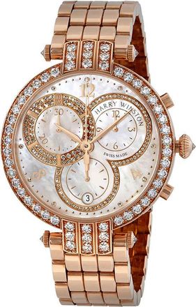 Harry Winston Premier Mother of Pearl Dial Ladies 18K Rose Gold Chronograph Watch PRNQCH40RR003