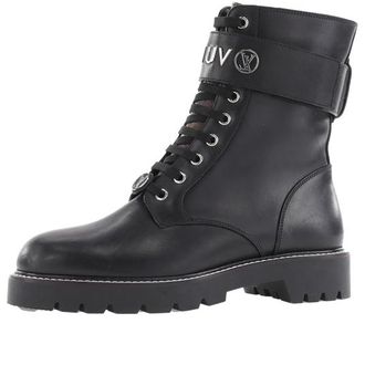 Louis Vuitton (WMNS) LOUIS VUITTON Territory Flat Ranger Boots Black with Silver Logo 1AAE3W