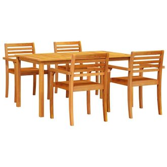 Berkfield Home 5-Piece Garden Dining Set in Solid Acacia Wood in Brown