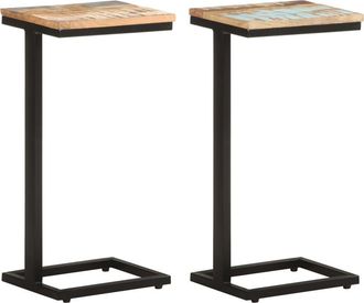 vidaXL Vidaxl - Mesitas Auxiliares 2 Uds Madera Reciclada 31,5x24,5x64,5 Cm