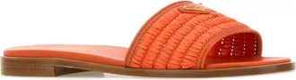Prada Womens Raffia Slide Orange